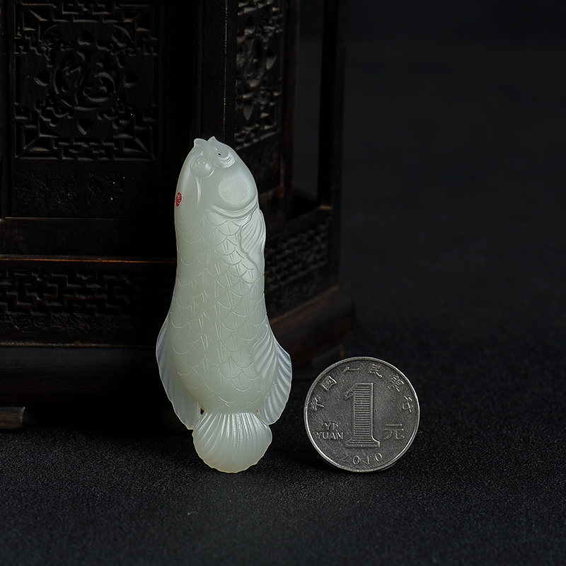 和田青白玉金玉满堂吊坠-红掌柜