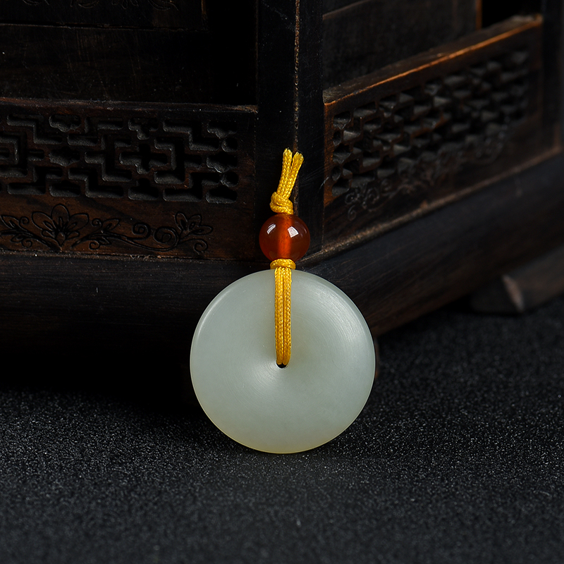 籽料和田白玉平安扣吊坠-红掌柜