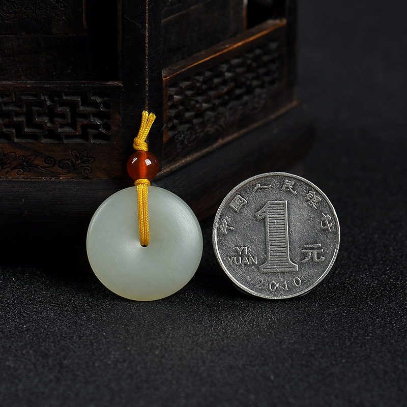 籽料和田白玉平安扣挂坠-红掌柜