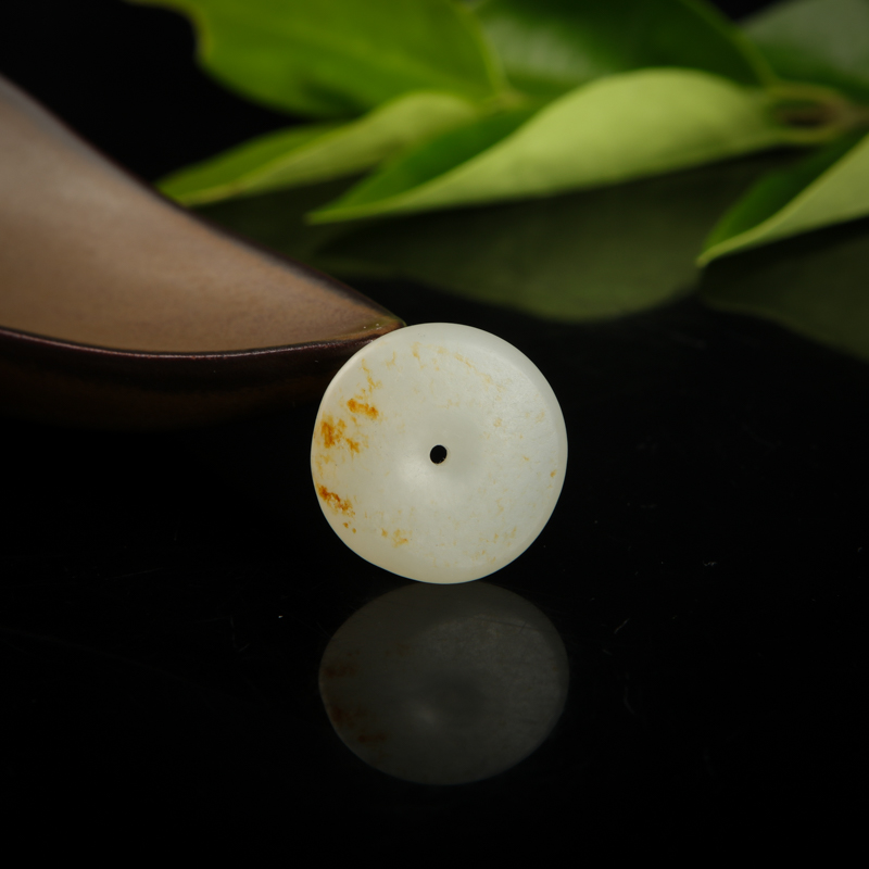 天然籽料和田白玉平安扣吊坠-红掌柜