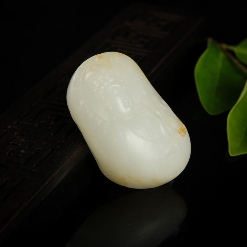 和田白玉观音吊坠-红掌柜