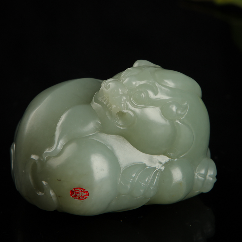 天然和田青玉貔貅吊坠-红掌柜