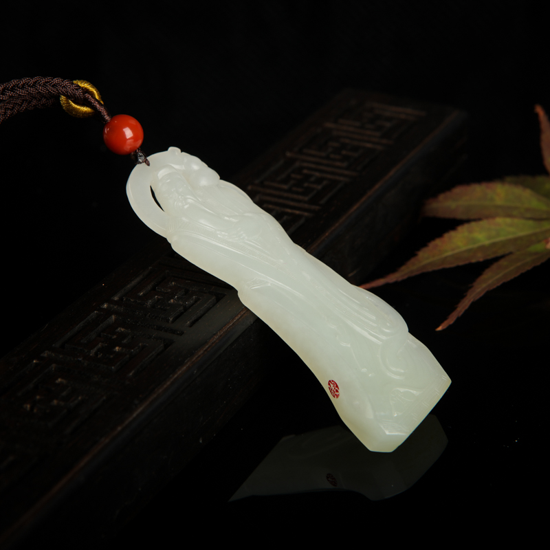 天然籽料和田白玉铁拐李吊坠-红掌柜