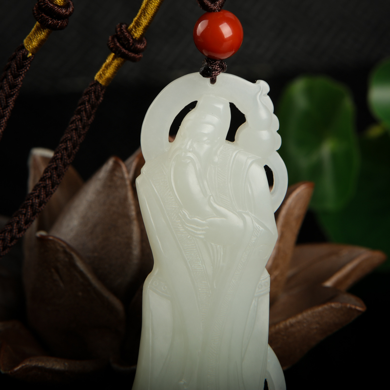 新疆天然籽料和田玉铁拐李吊坠-红掌柜