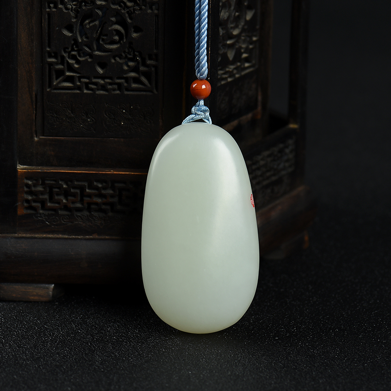 新疆天然和田白玉悟道吊坠-红掌柜