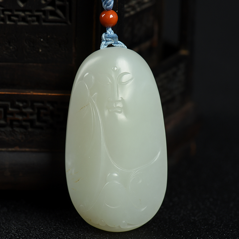 籽料和田白玉悟道吊坠-红掌柜