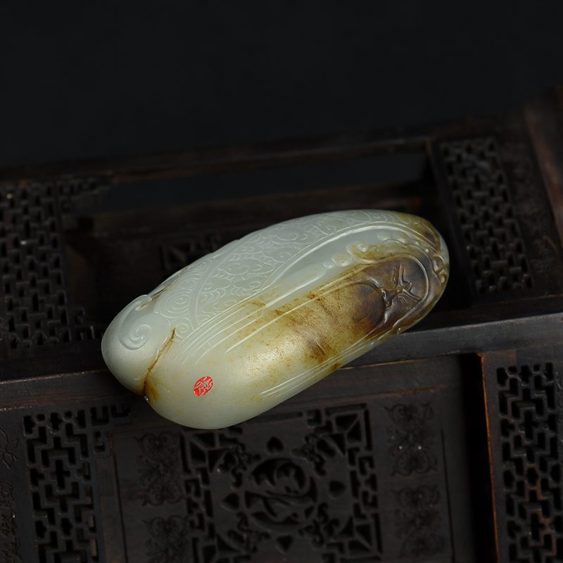 新疆天然籽料和玉脸谱吊坠-红掌柜