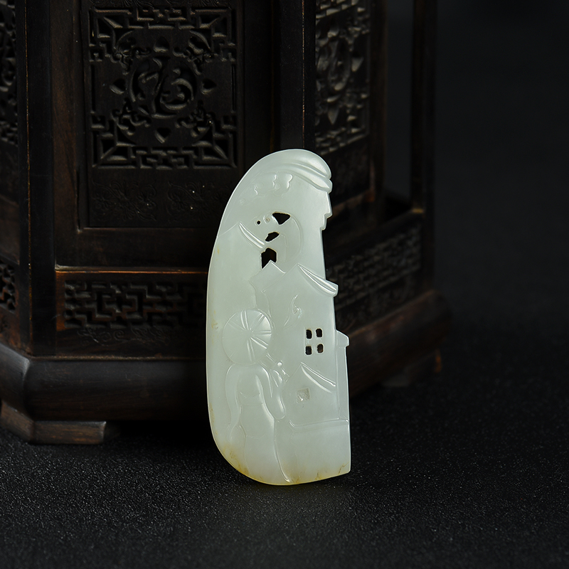 籽料和田白玉美女吊坠-红掌柜