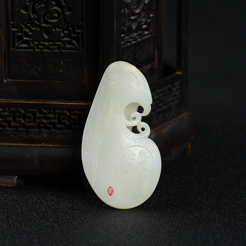 籽料和田白玉有凤来仪吊坠-红掌柜