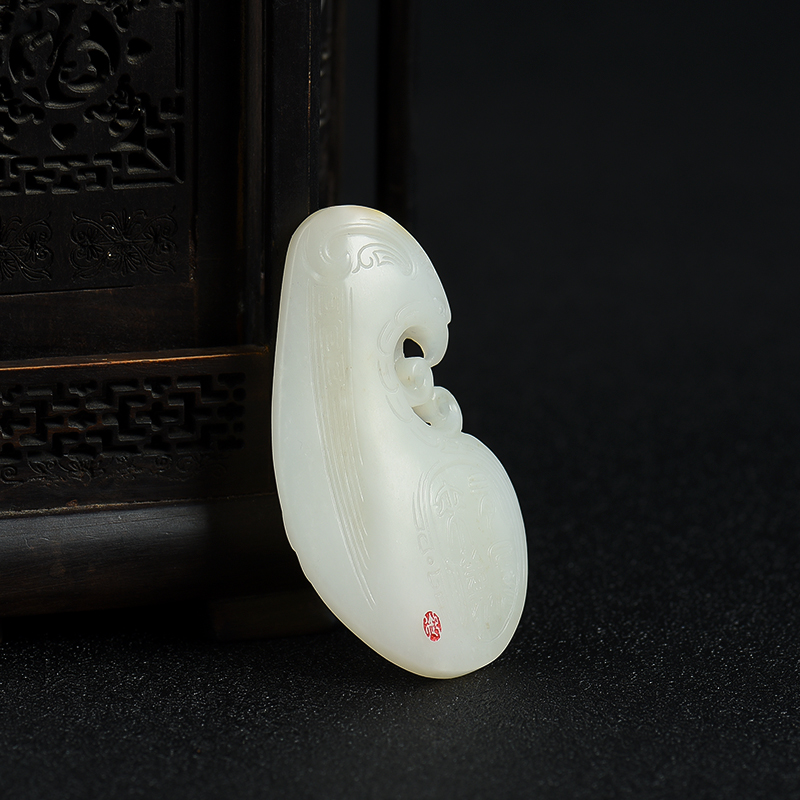 和田白玉有凤来仪吊坠-红掌柜