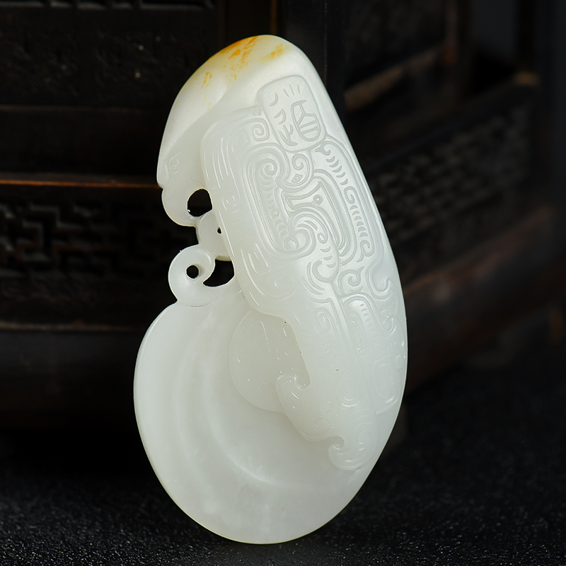 天然籽料和田白玉有凤来仪吊坠-红掌柜