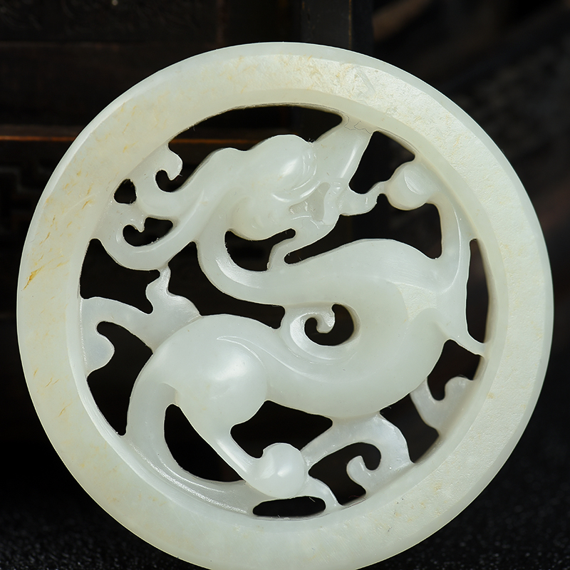 天然和田白玉麒麟吊坠-红掌柜