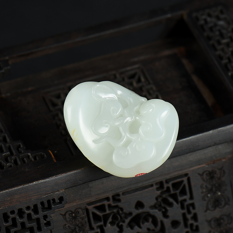 天然籽料和田白玉如意吊坠-红掌柜