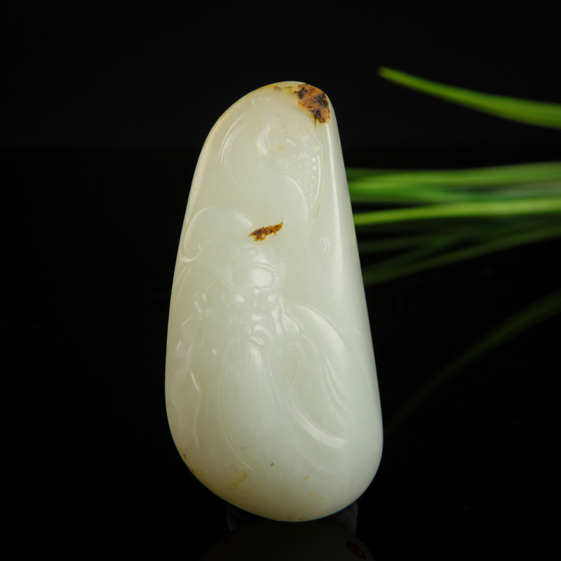 籽料和田白玉关羽吊坠-红掌柜