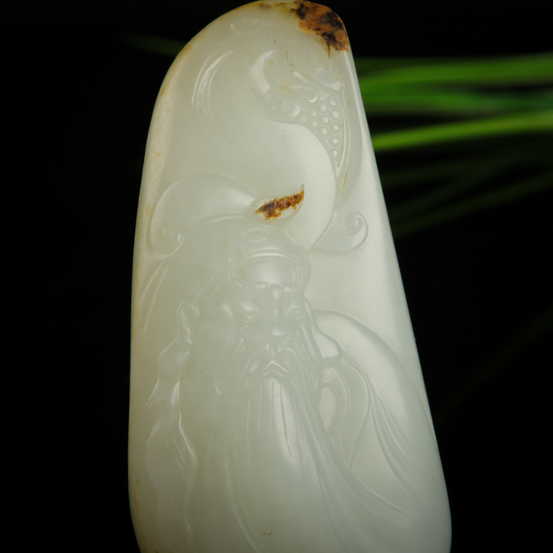 新疆籽料和田玉关羽吊坠-红掌柜