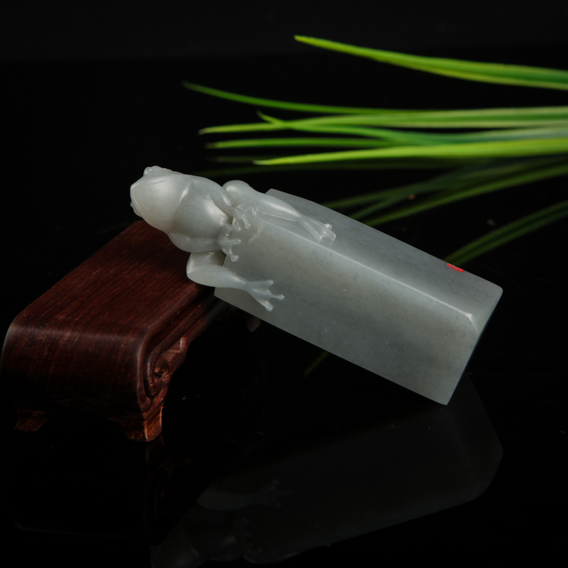 天然籽料和田青花玉印章-红掌柜