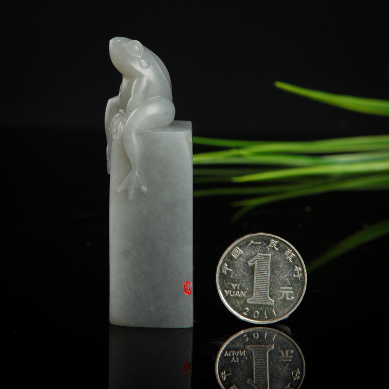 新疆天然籽料和田青花玉印章-红掌柜