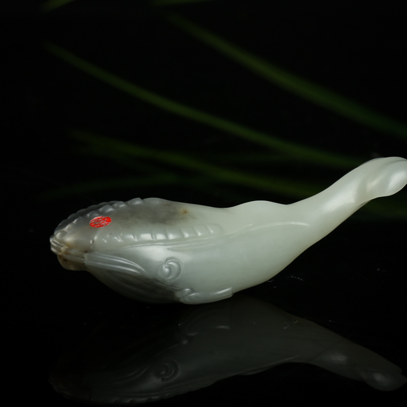 新疆和田青花玉年年有余吊坠-红掌柜