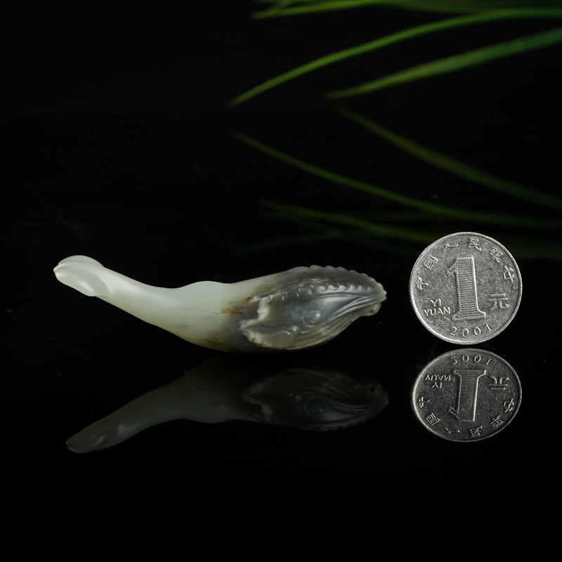 新疆天然和田青花玉年年有余吊坠-红掌柜