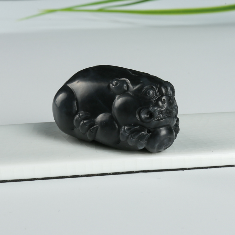 籽料和田墨玉貔貅吊坠-红掌柜