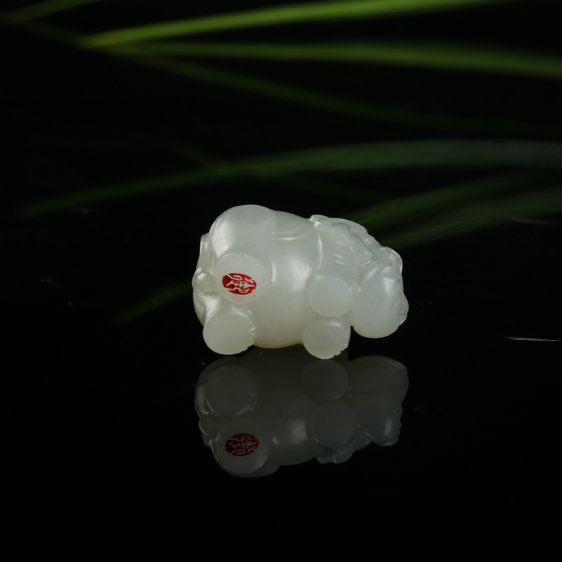 和田白玉吉人天相吊坠-红掌柜