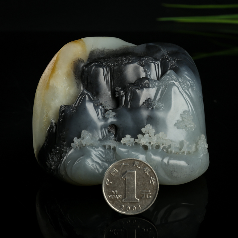 新疆天然和田玉山水图摆件-红掌柜