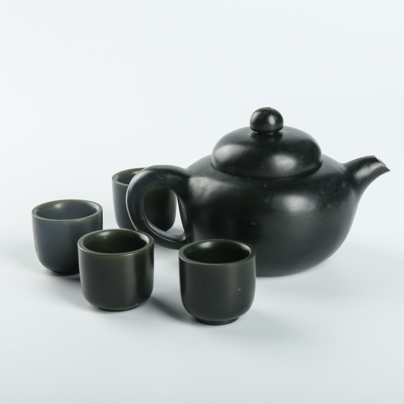 新疆山料和田青玉茶壶摆件-红掌柜