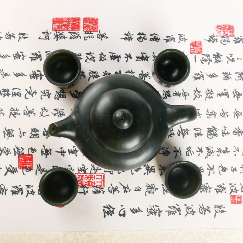 和田青玉茶壶摆件-红掌柜