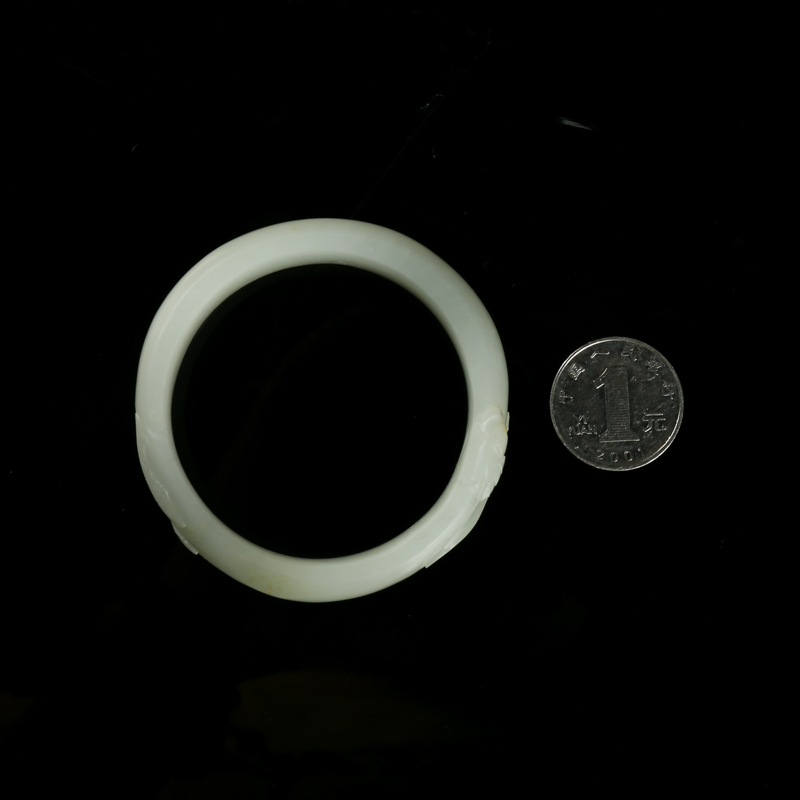 新疆天然和田白玉年年有余手镯-红掌柜