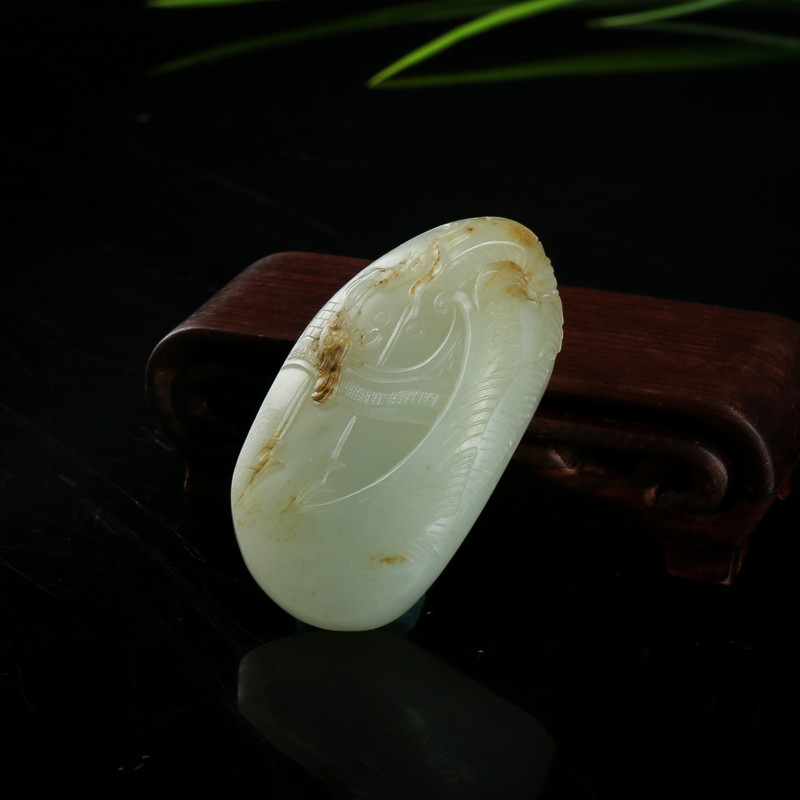 新疆籽料和田白玉双喜临门吊坠-红掌柜