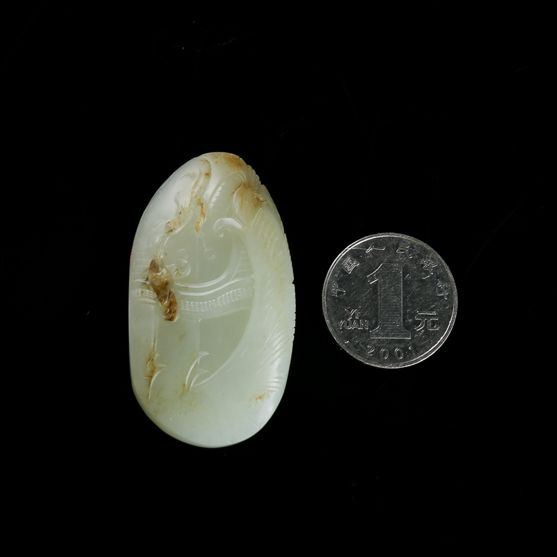 和田白玉双喜临门吊坠-红掌柜