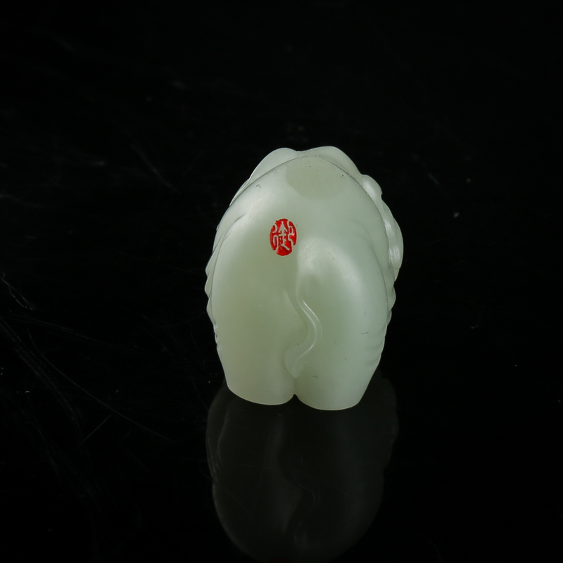 新疆天然和田白玉吉祥吊坠-红掌柜