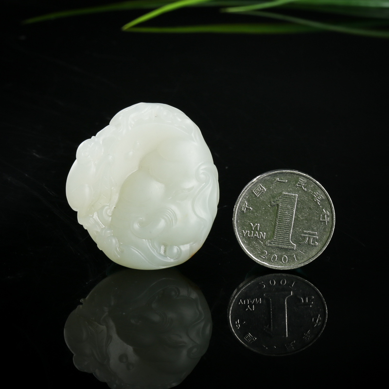 和田白玉吉祥吊坠-红掌柜