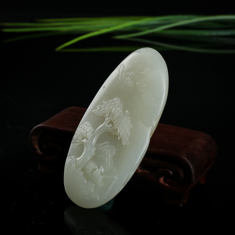 新疆籽料和田白玉山水吊坠-红掌柜