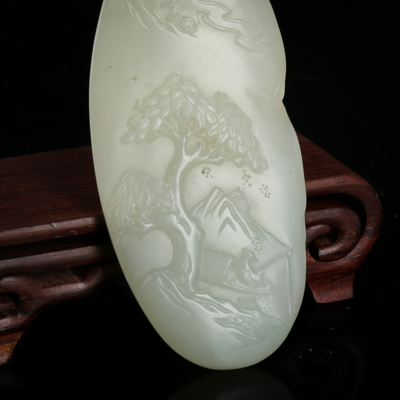 籽料和田白玉山水吊坠-红掌柜