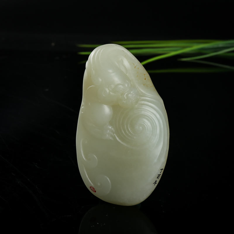 新疆天然籽料和田白玉貔貅吊坠-红掌柜