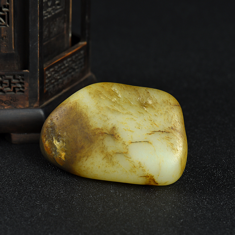 天然籽料和田玉随形原矿手把件-红掌柜