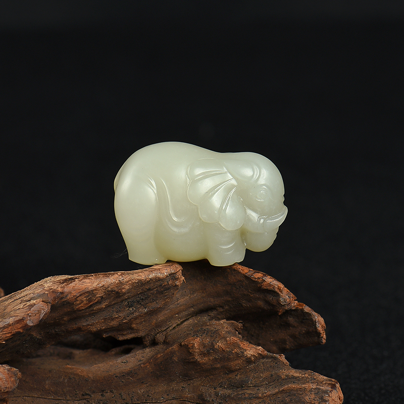 新疆天然籽料和田白玉大象吊坠-红掌柜