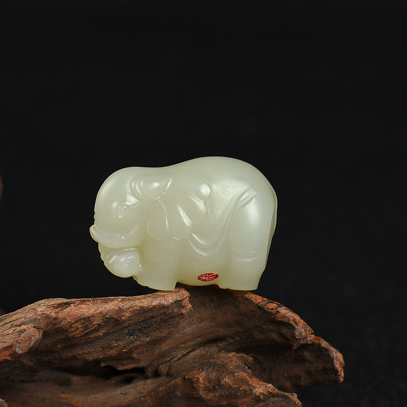 新疆籽料和田白玉大象吊坠-红掌柜