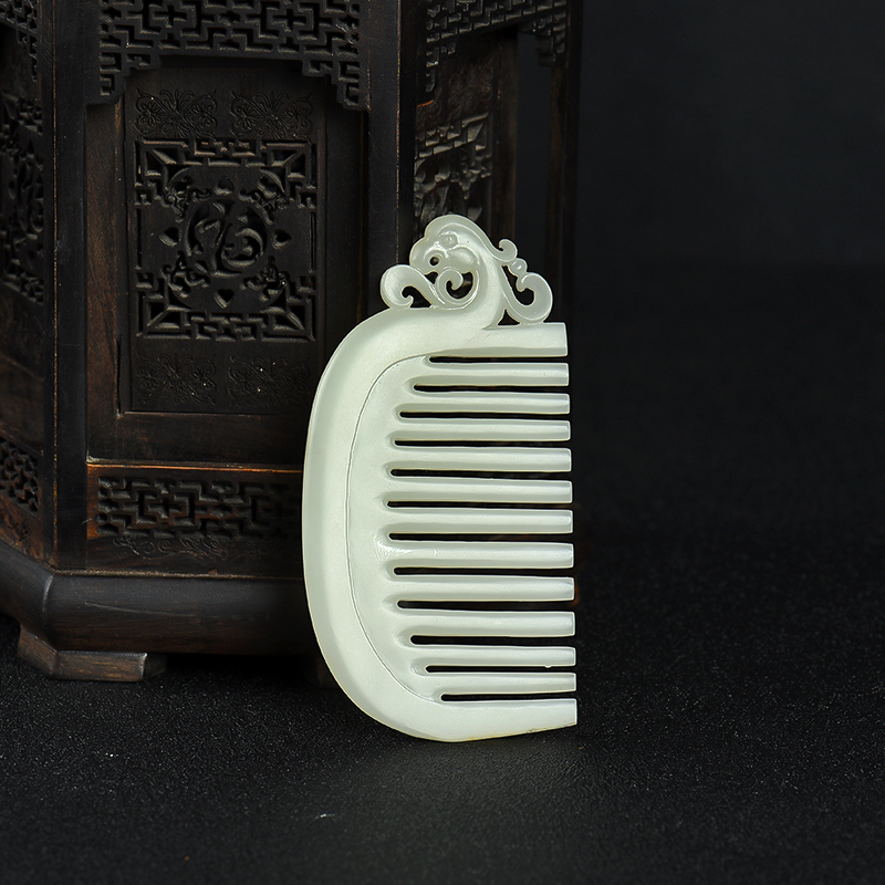 天然籽料和田白玉梳子-红掌柜