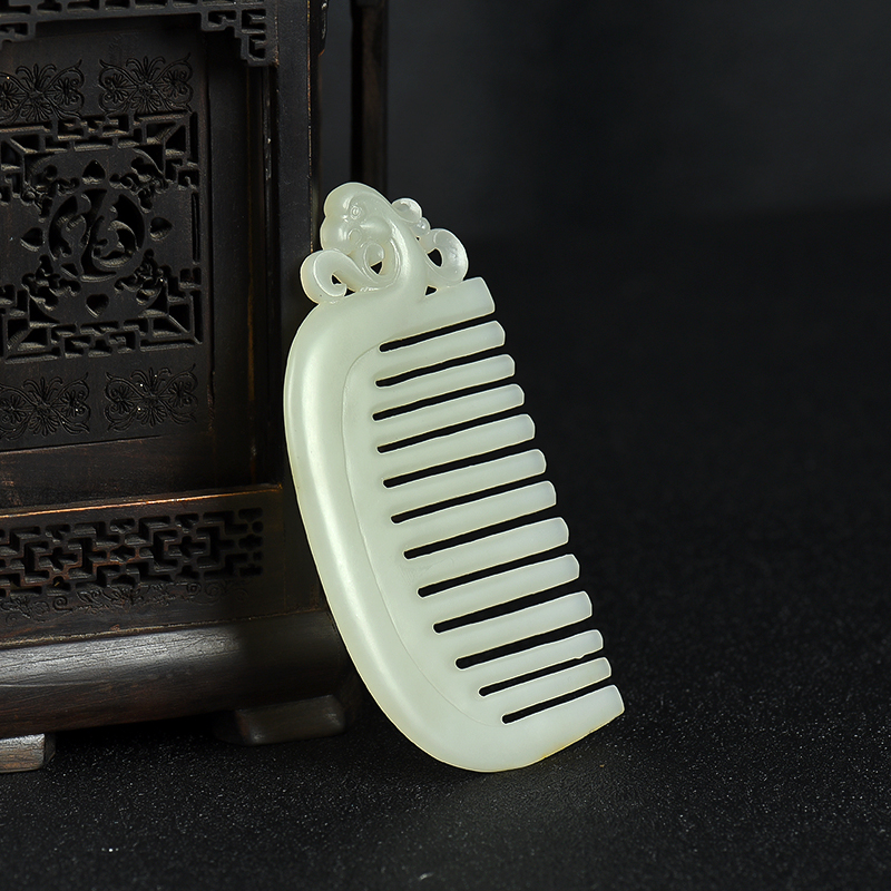 籽料和田白玉梳子-红掌柜