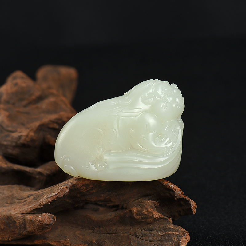 新疆天然籽料和田白玉貔貅摆件-红掌柜