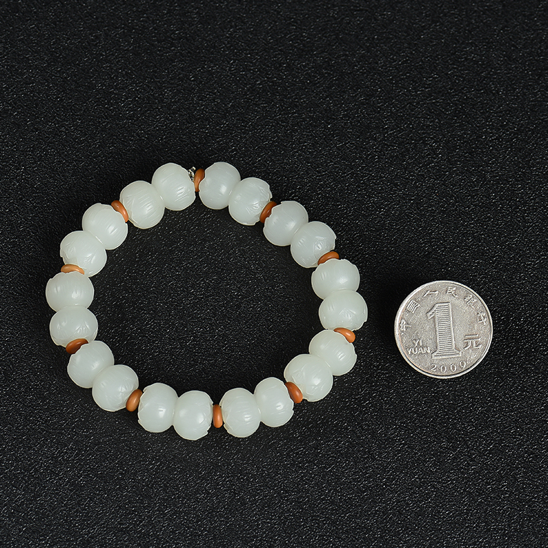 籽料和田玉莲花珠手串-红掌柜