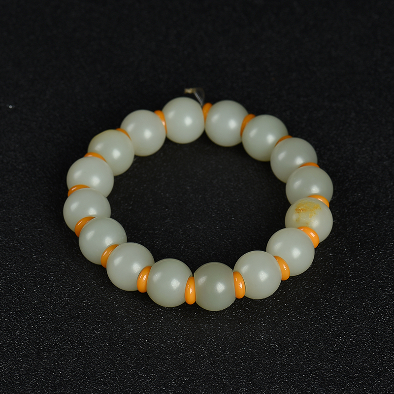 天然籽料和田白玉手串-红掌柜