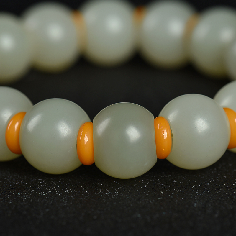 新疆籽料和田白玉手串-红掌柜