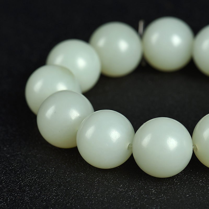 天然籽料和田青白玉手串-红掌柜