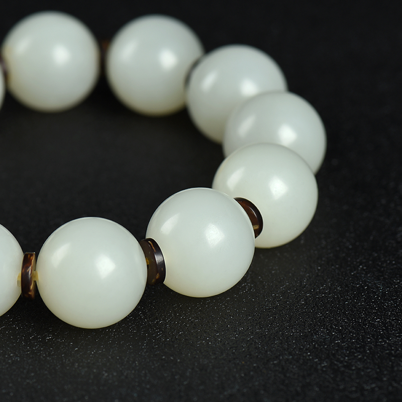 天然山料和田白玉手串-红掌柜