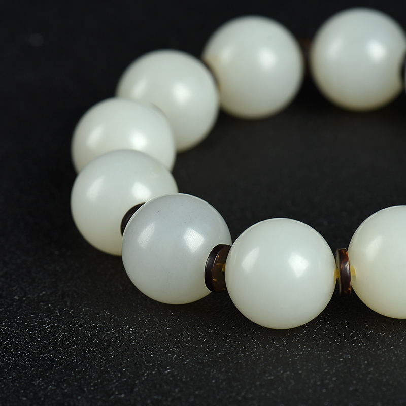 新疆山料和田白玉手串-红掌柜