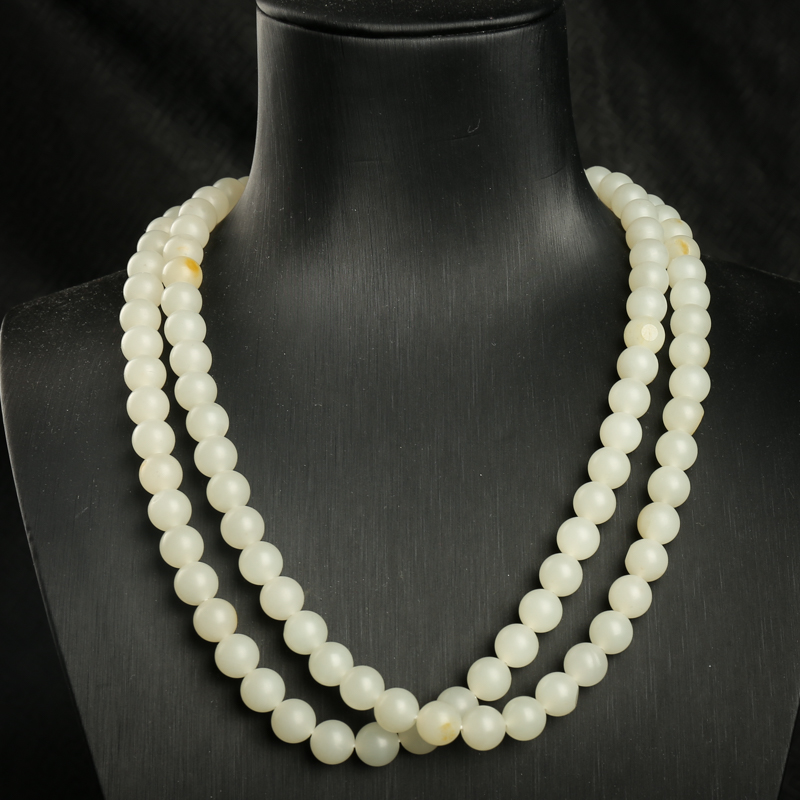 8mm籽料和田白玉108佛珠-红掌柜