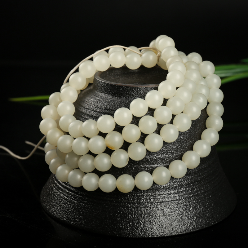 8mm籽料和田玉108佛珠-红掌柜